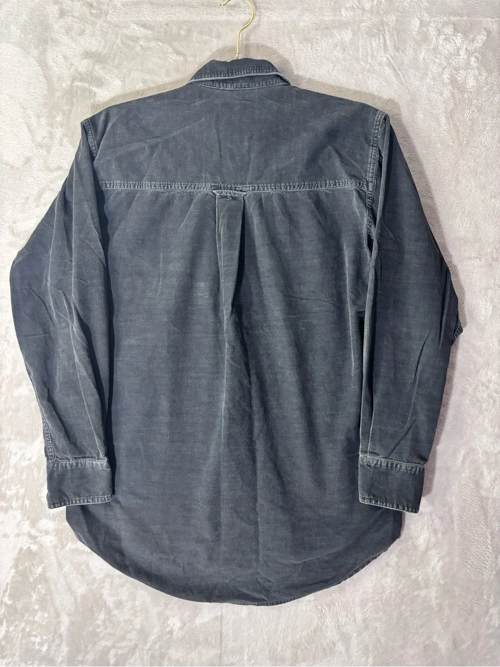 Vintage Chaps Ralph Lauren Shirt Mens Small Corduroy Gray Plaid Button Up